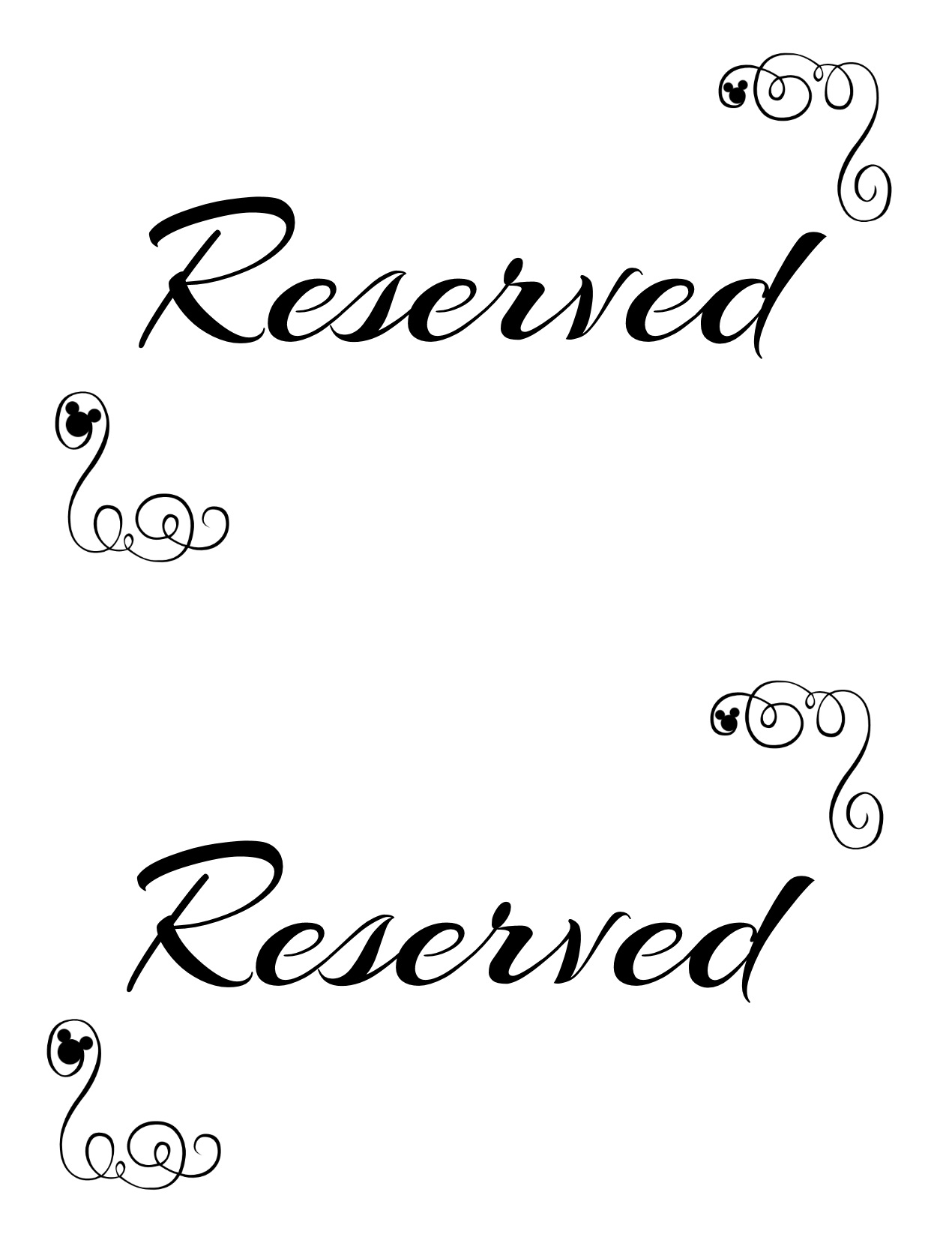 Free Printable Reserved Table Sign Template