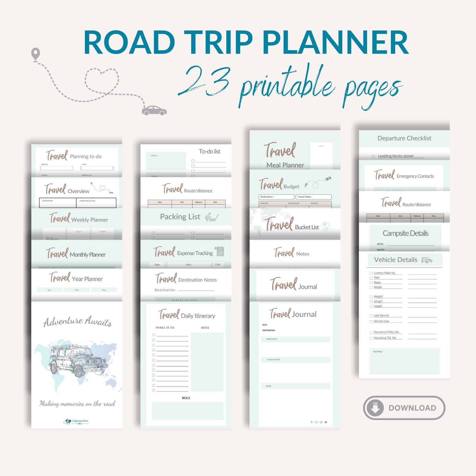 Free Printable Road Trip Itinerary Template