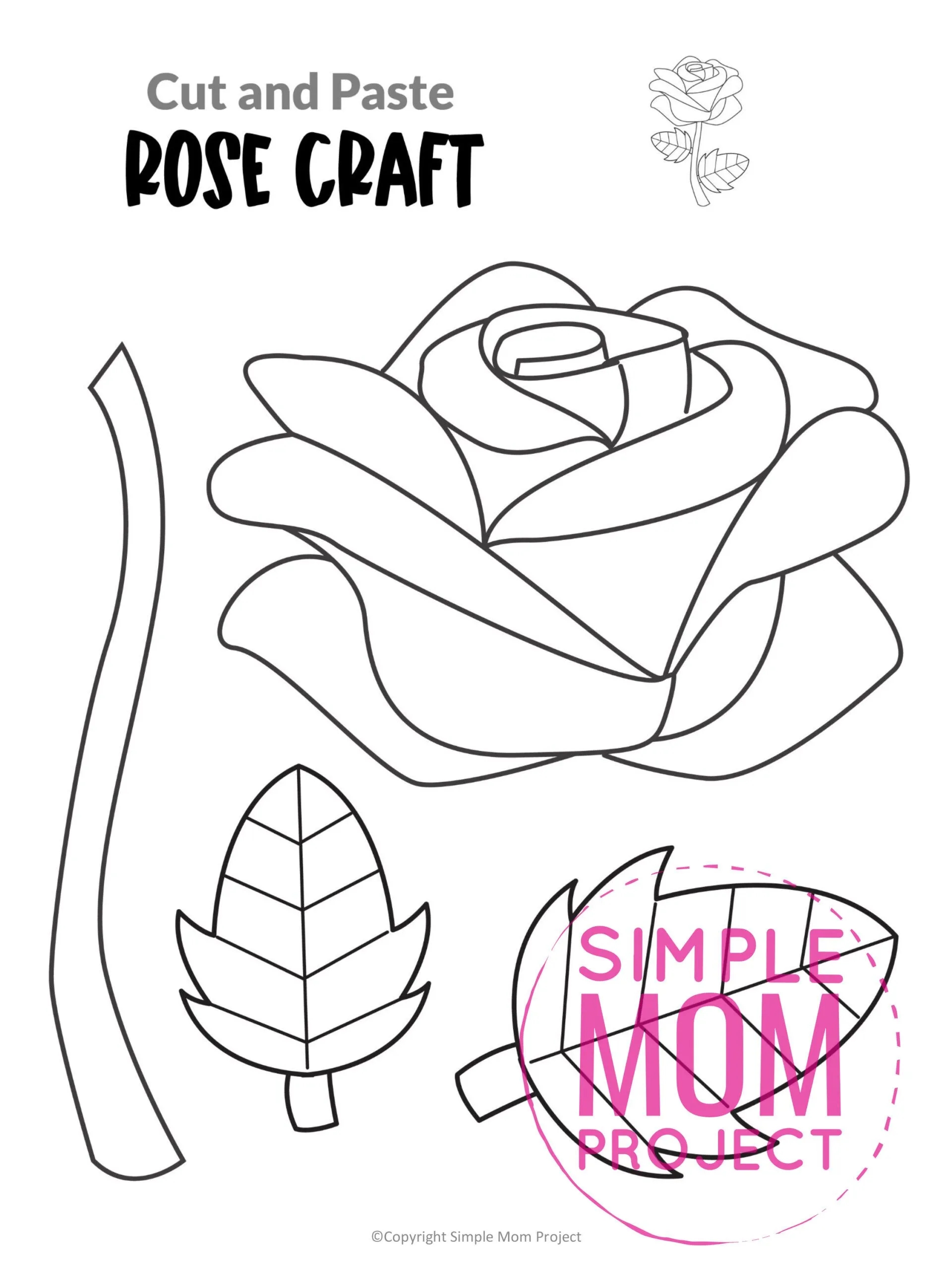 Free Printable Rose Craft Template Simple Mom Project