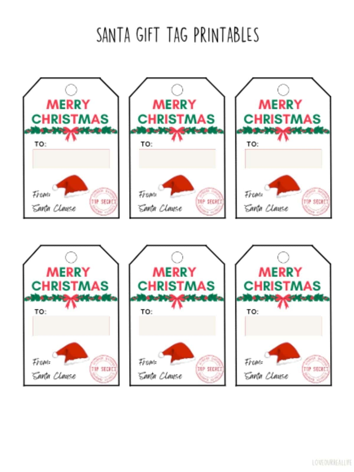 Free Printable Santa Gift Tags Download Instantly To Print Love Our Real Life Free Printable Santa Gift Tags Download Instantly To Print Love Our Real Life