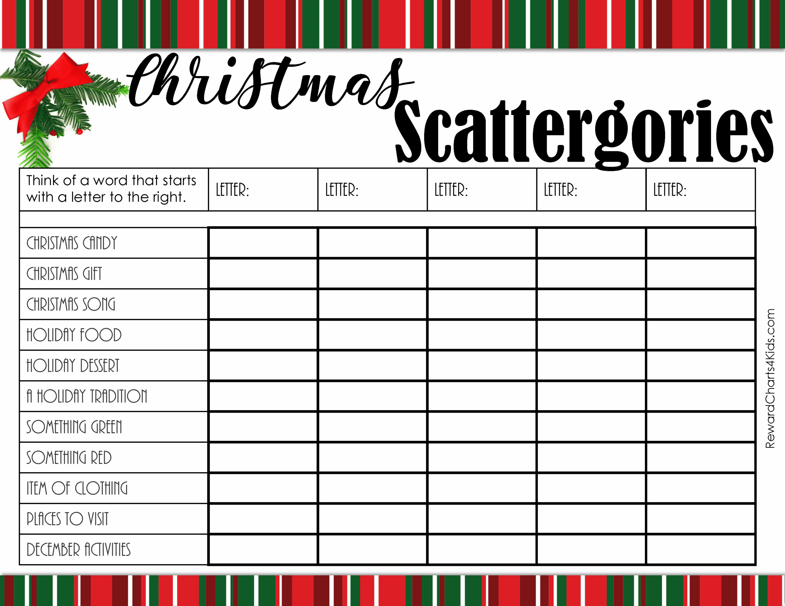 FREE Printable Scattergories Lists Instant Download FREE Printable Scattergories Lists Instant Download