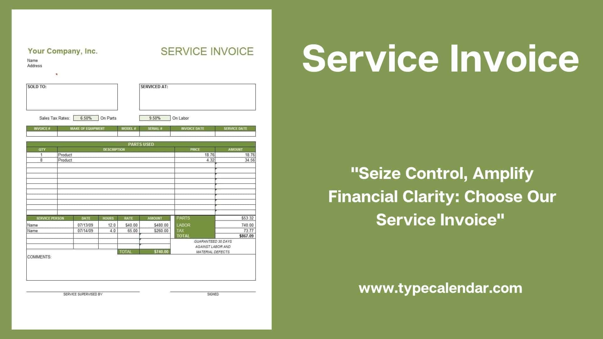 Free Printable Service Invoice Templates Word Excel PDF 