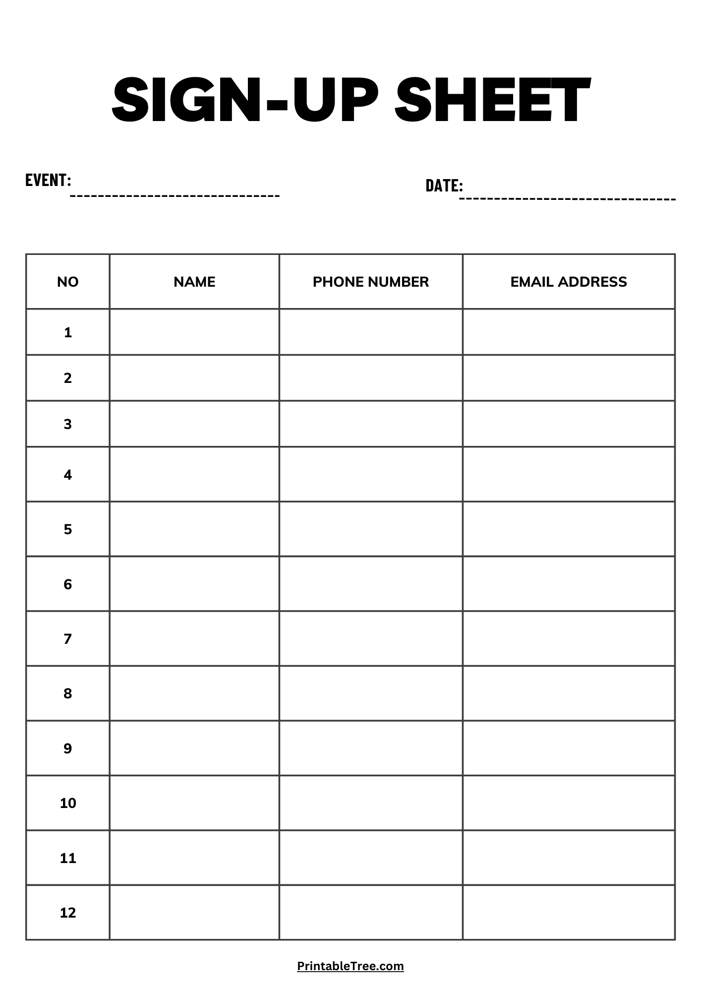 Free Printable Sign up And Sign in Sheet PDF Templates Free Printable Sign up And Sign in Sheet PDF Templates