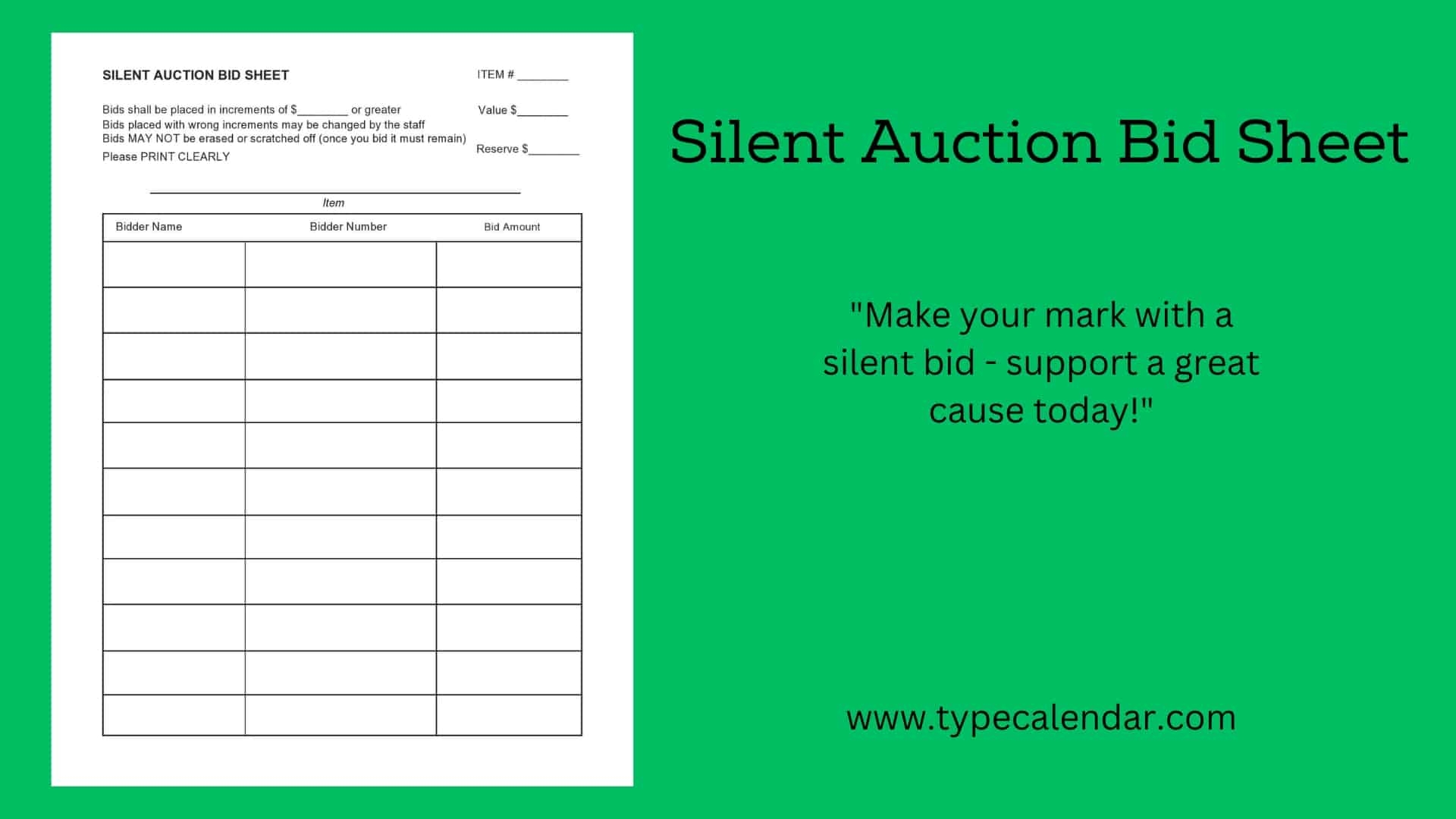 Free Printable Silent Auction Display Templates