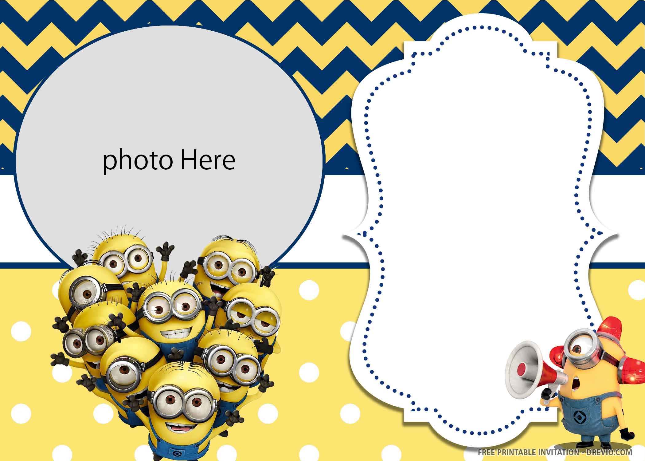 FREE PRINTABLE Yellow Minions Birthday Invitation Templates