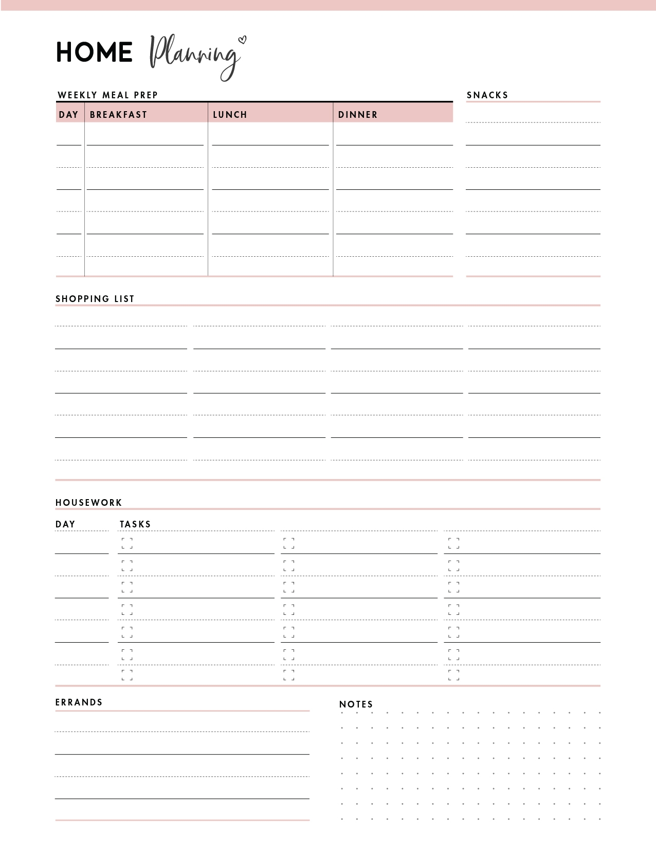 Free Printable Organization Templates