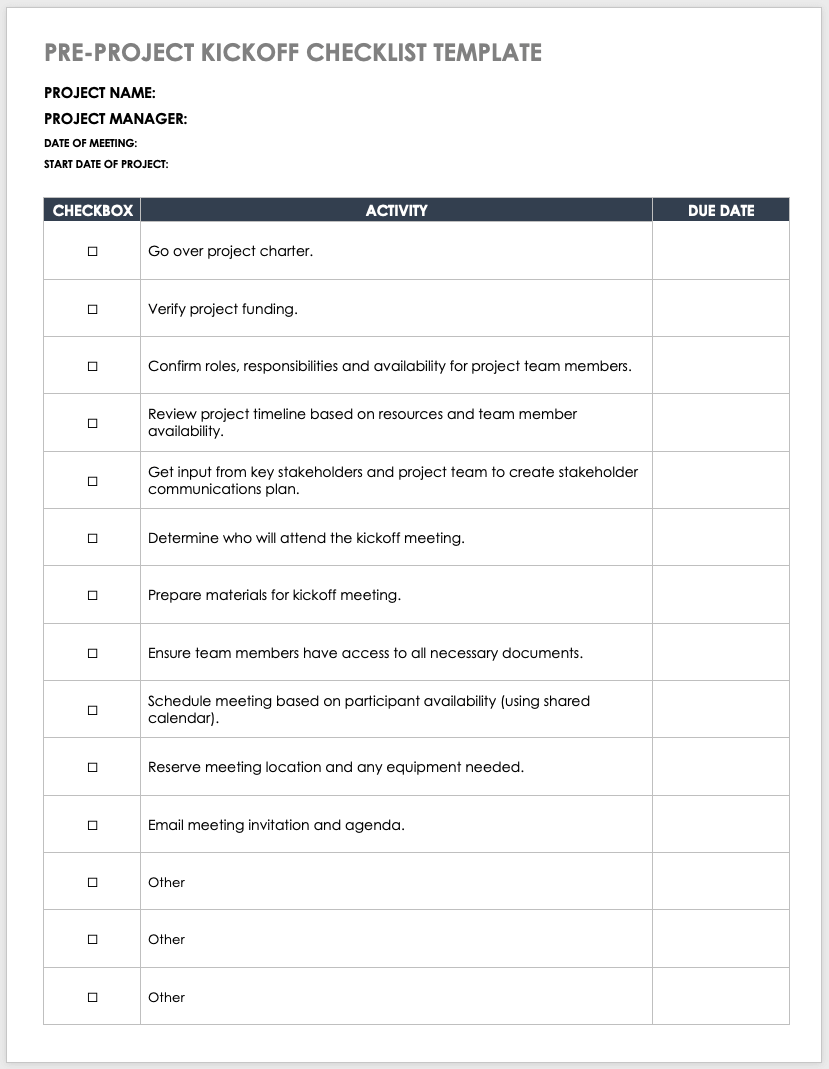 Free Project Kickoff Templates Smartsheet Free Project Kickoff Templates Smartsheet