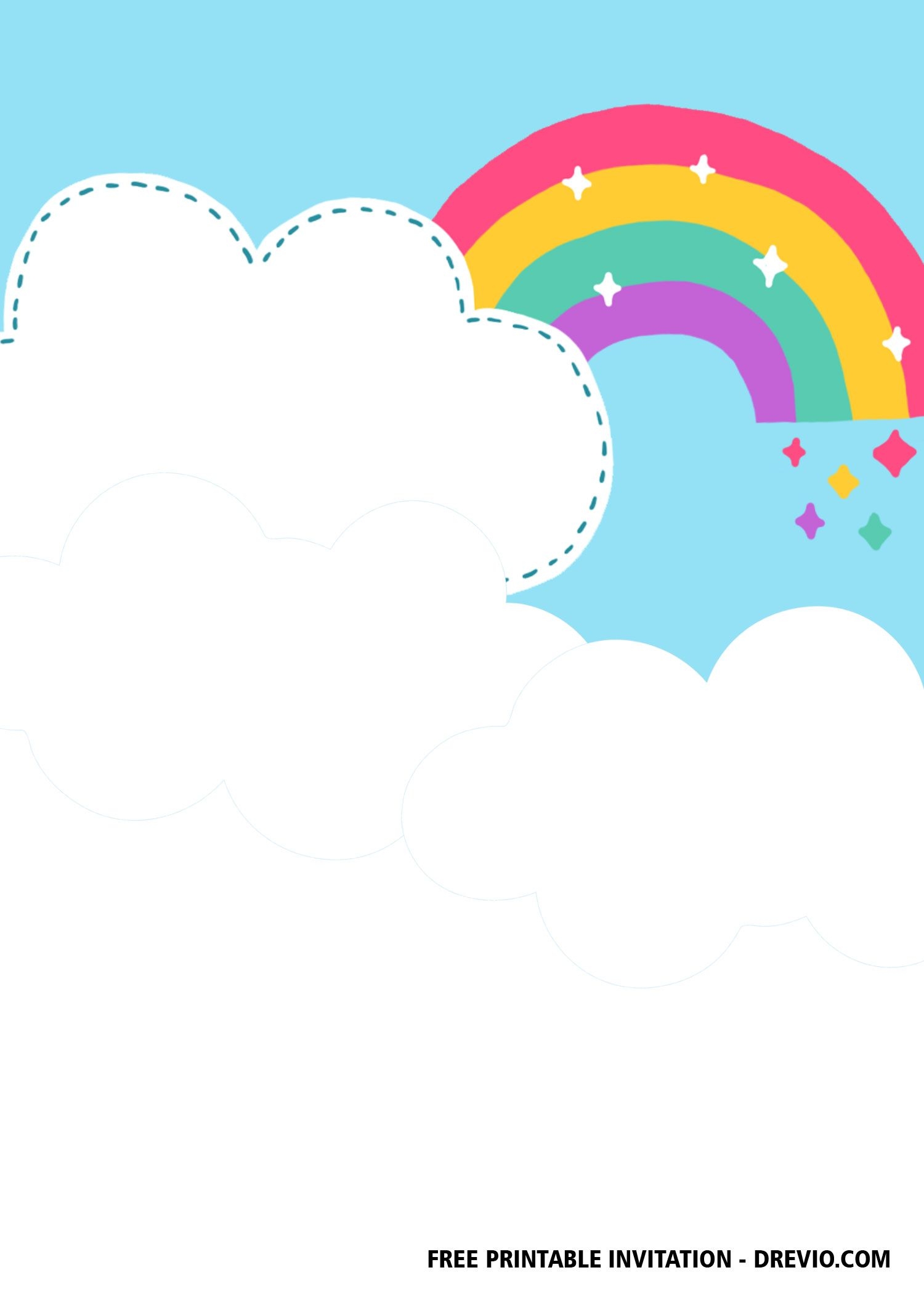 FREE Rainbow Party Invitation Templates Worksheets Library