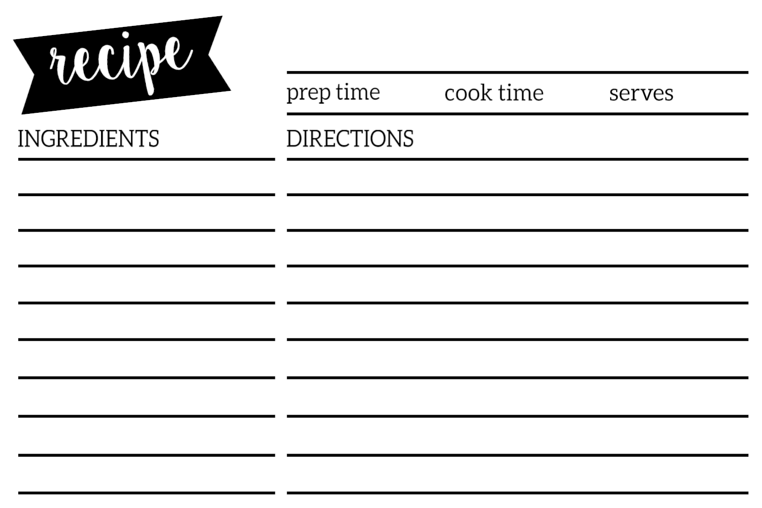 Free Printable Recipe Card Template Pdf Free Printable Recipe Card Template Pdf