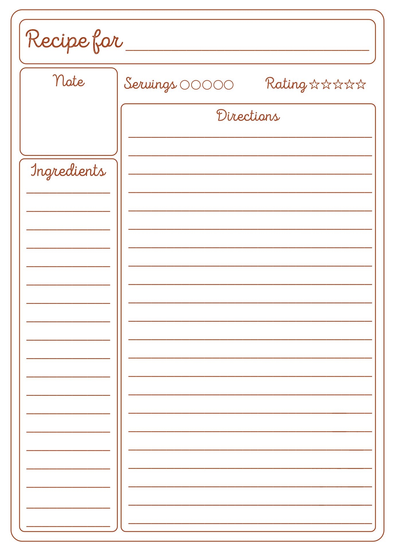 Free Printable Recipe Template Word