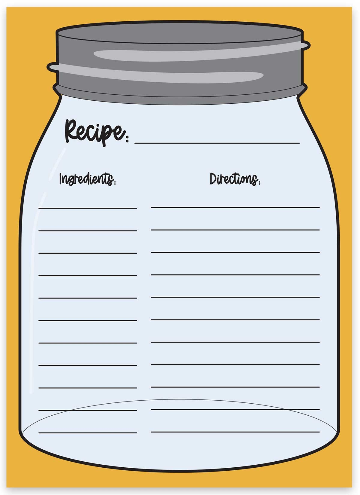 Free Printable Mason Jar Recipe Template