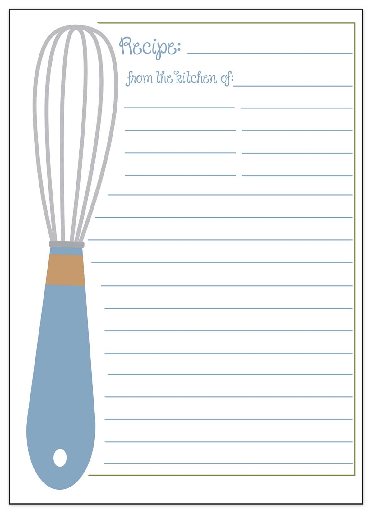 Free Recipe Card Templates To Print PDF Downloads 