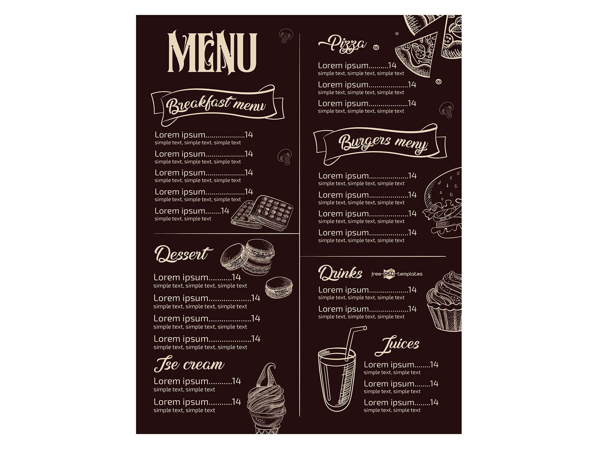 Free Printable Restraunt Menu Templates