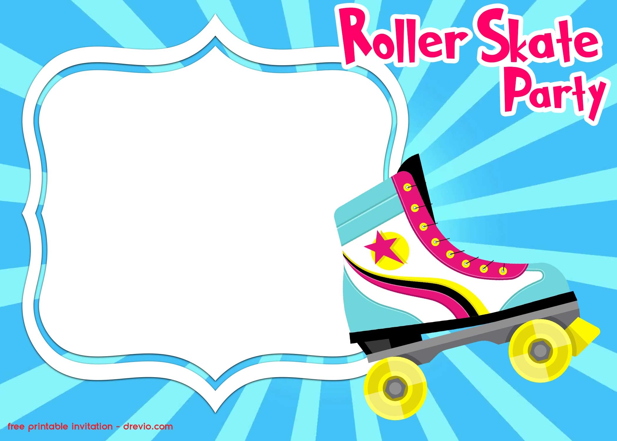 Free Printable Roller Skate Invitation Template