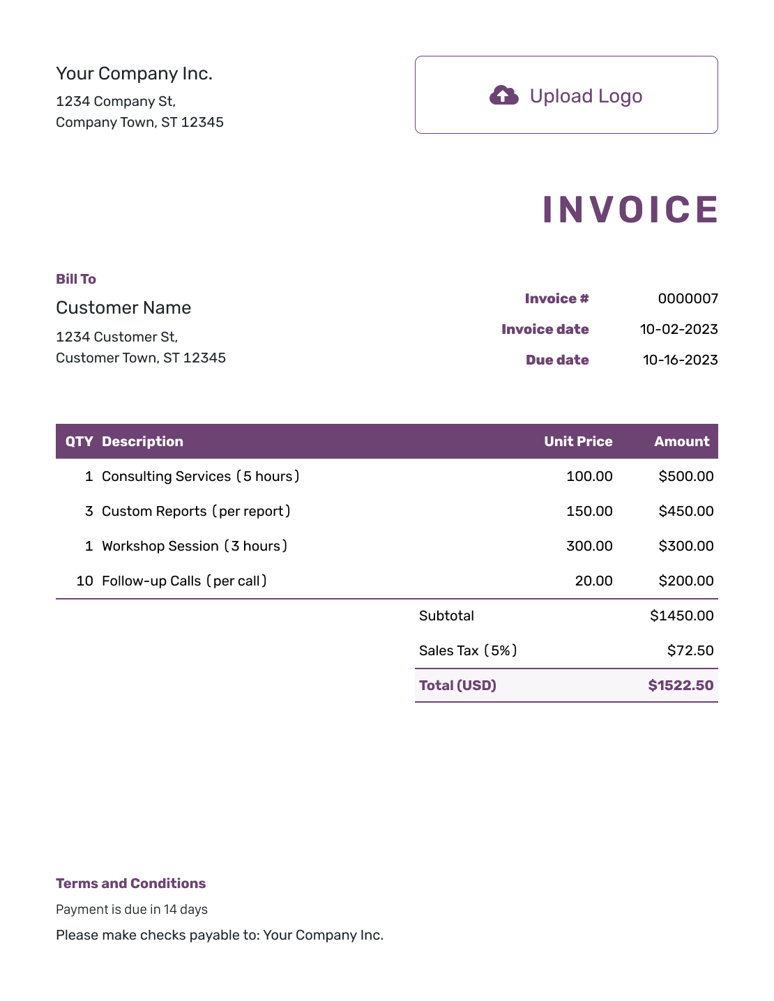 Free Self Employed Invoice Template Docelf