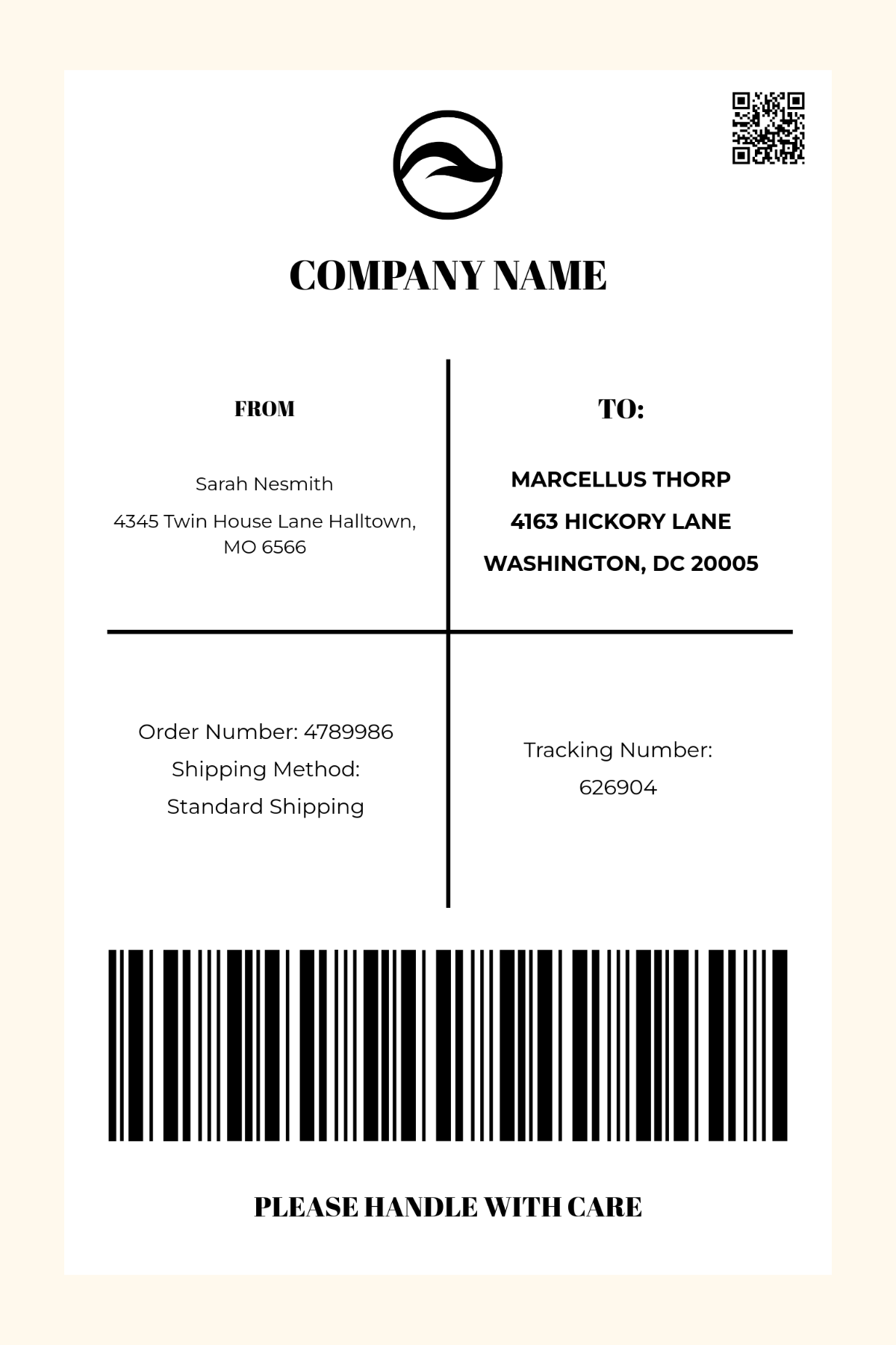Free Printable Shipping Labels Template