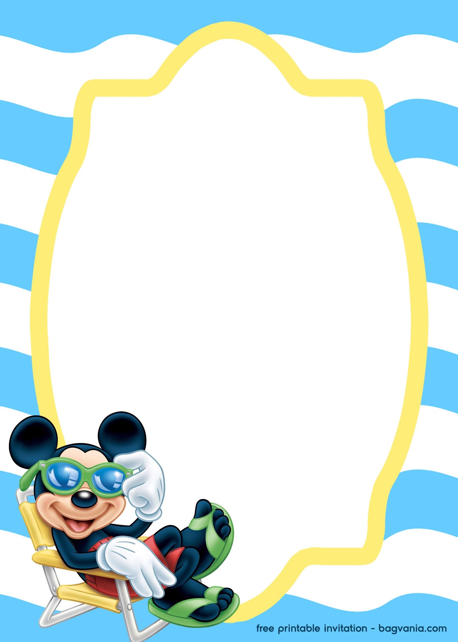 FREE Splish Splash Mickey Mouse For Boy Invitation Template