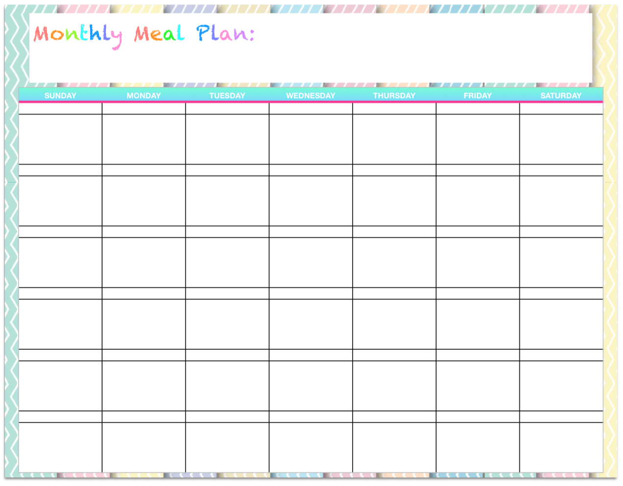 Free Printable Monthly Menu Planner Templates