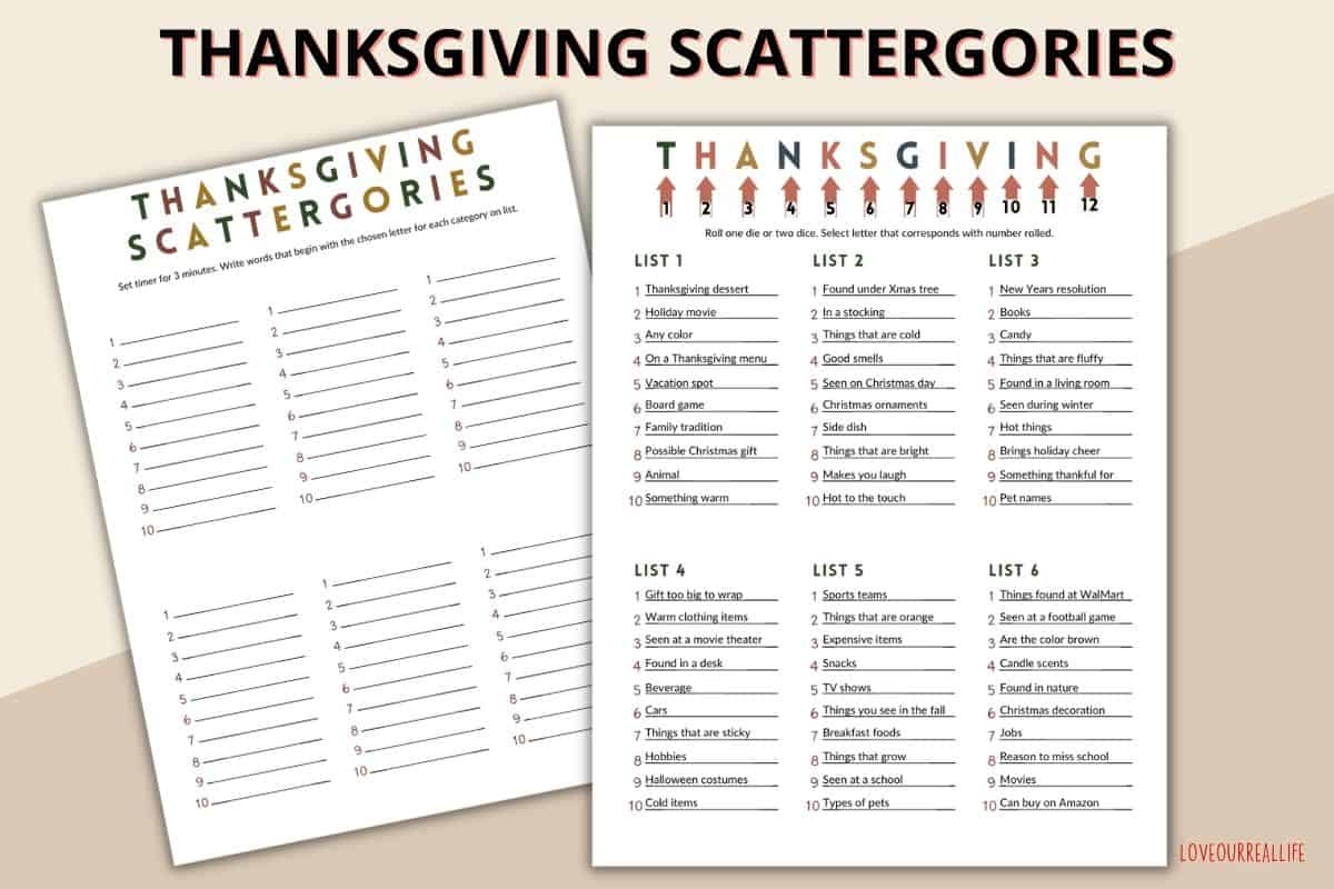 Free Printable Scattergories Template Free Printable Scattergories Template