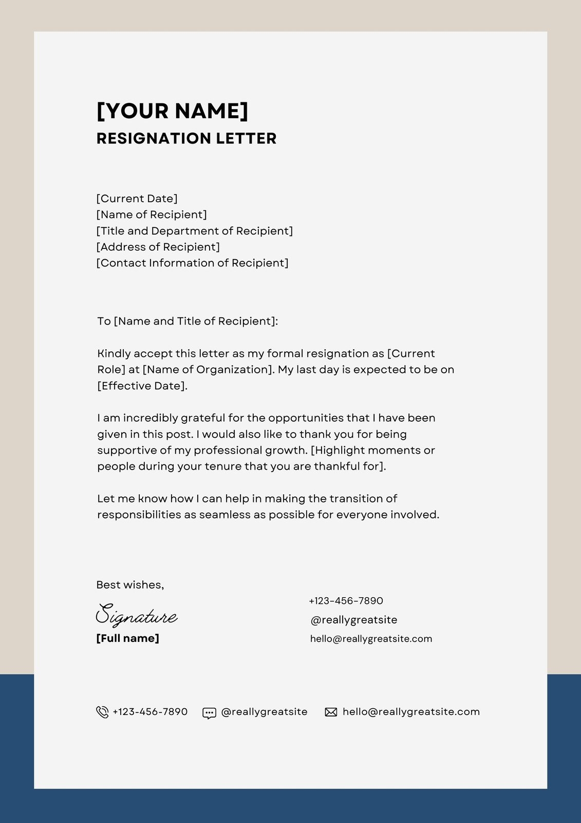 Free To Edit And Print Resignation Letter Templates Canva