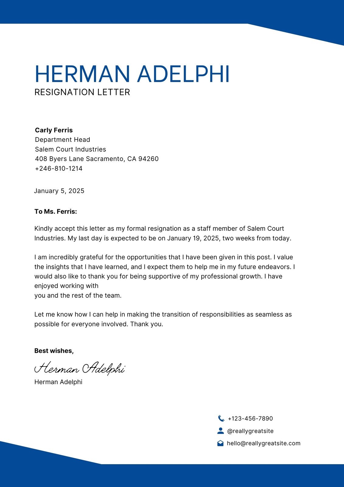 Free To Edit And Print Resignation Letter Templates Canva