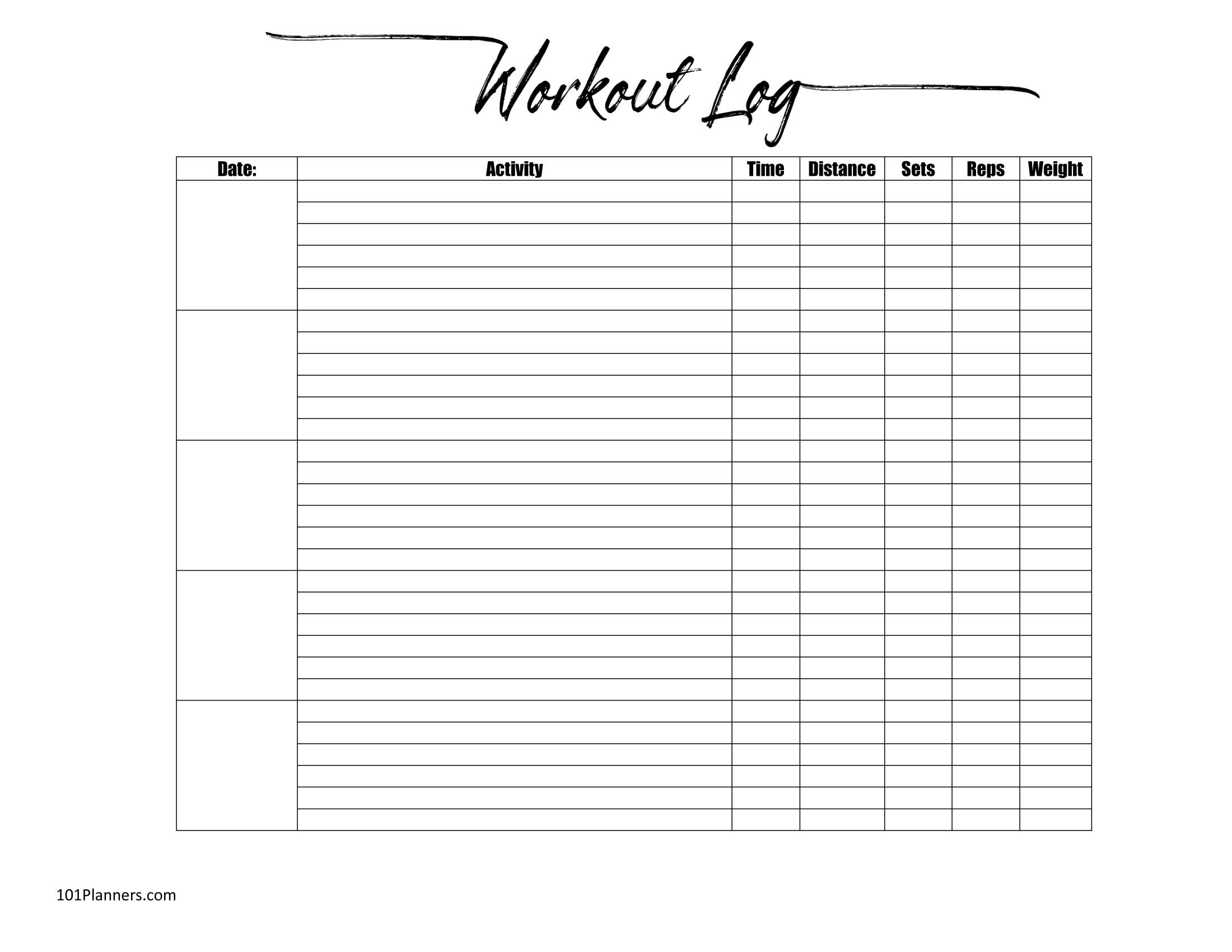 FREE Workout Tracker Printable Customize Online U0026 Print