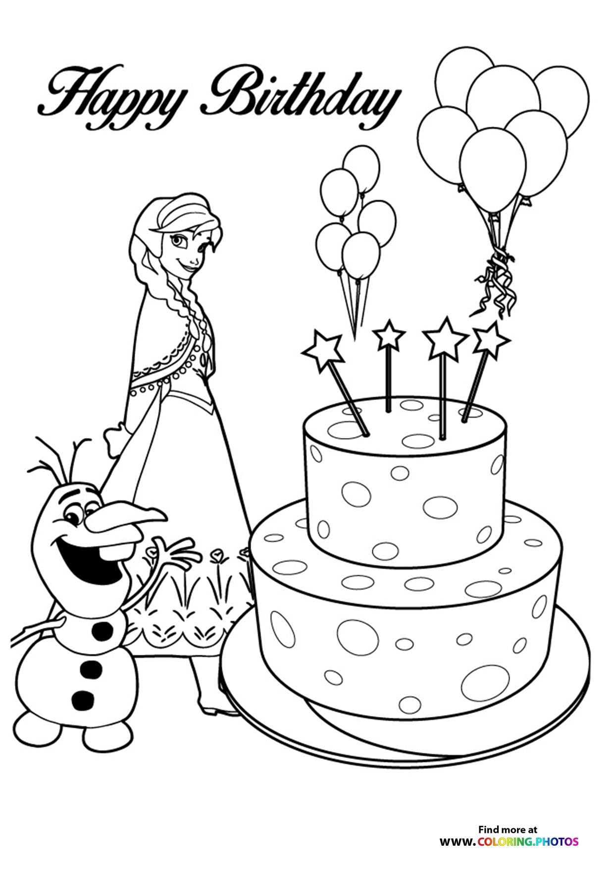Frozen Birthday Cake Coloring Pages For Kids Frozen Birthday Cake Coloring Pages For Kids