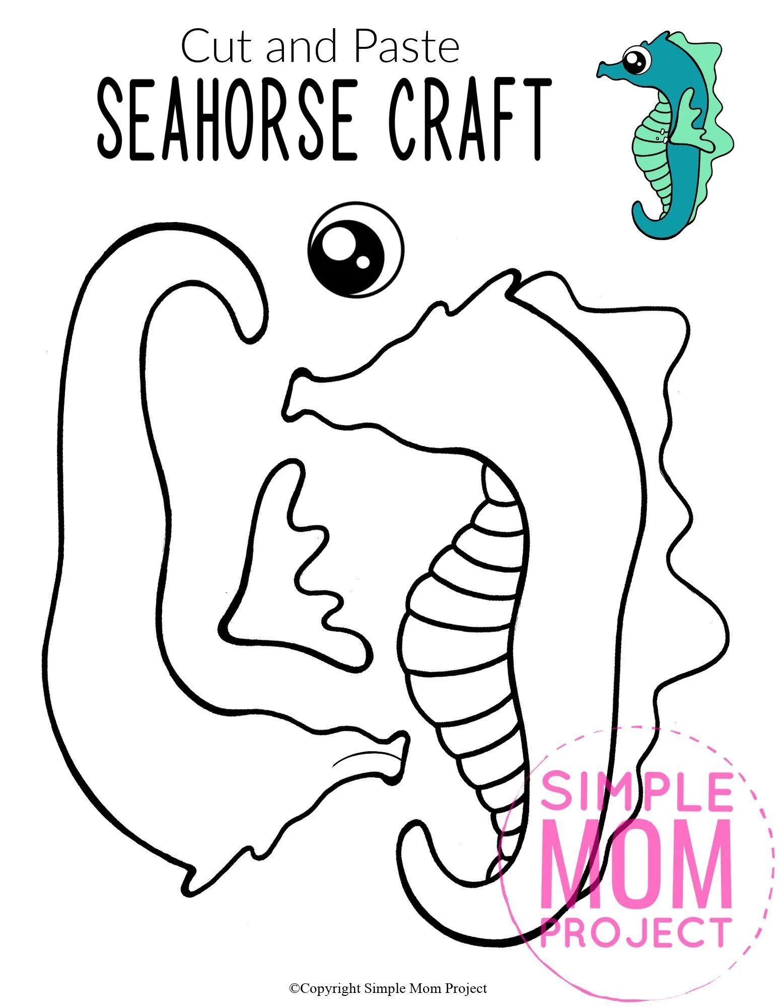 Fun Seahorse Craft For Kids With Free Seahorse Template Simple Mom Project