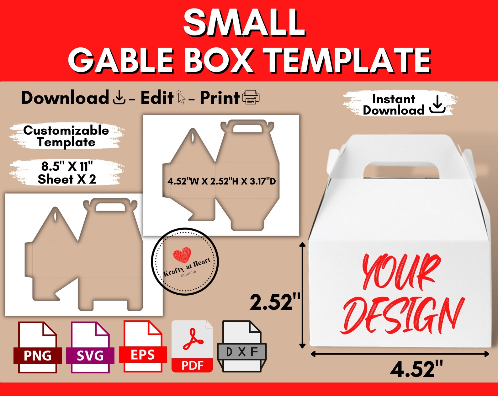 Gable Box Template Small Box With Handle Template Blank Party Favor Gift Box Wedding Treat Box Svg Png Pdf Editable Printable Canva Etsy