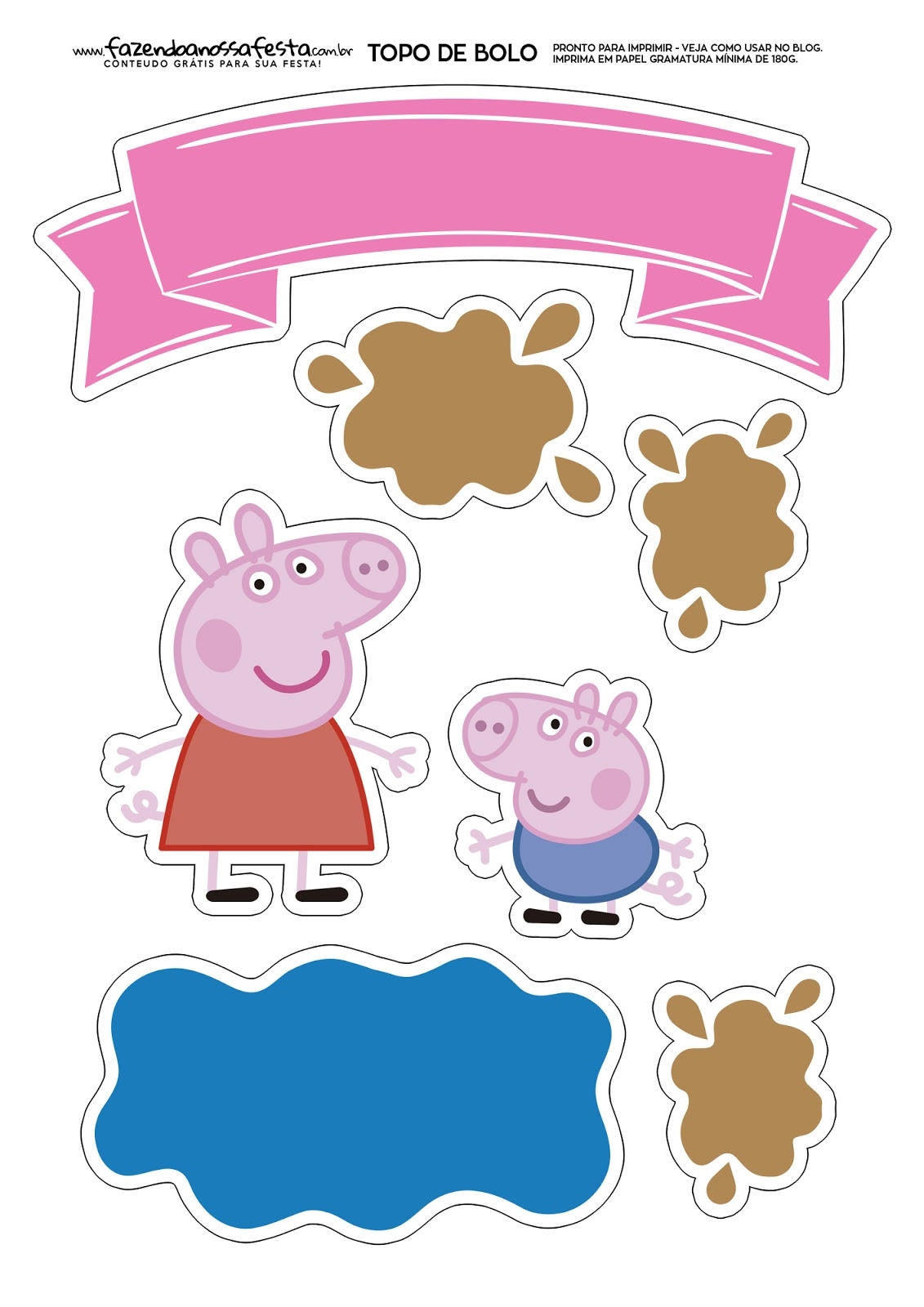 Free Printable Peppa Pig Cake Template