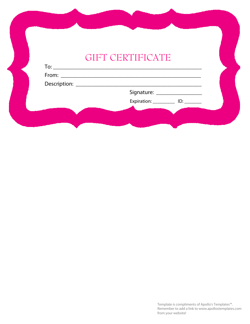 Gift Certificate Template Pink Border Download Fillable PDF Templateroller Gift Certificate Template Pink Border Download Fillable PDF Templateroller