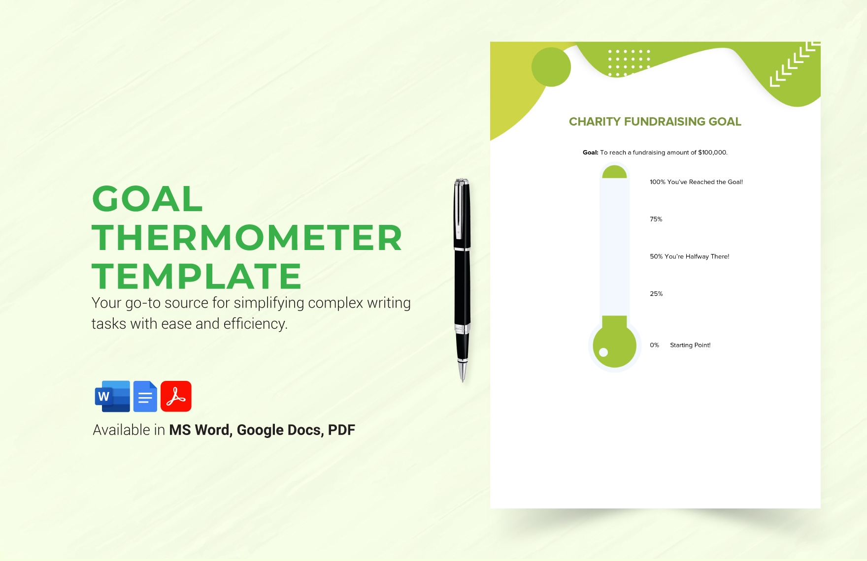 Goal Thermometer Template In Word PDF Google Docs Download Template 