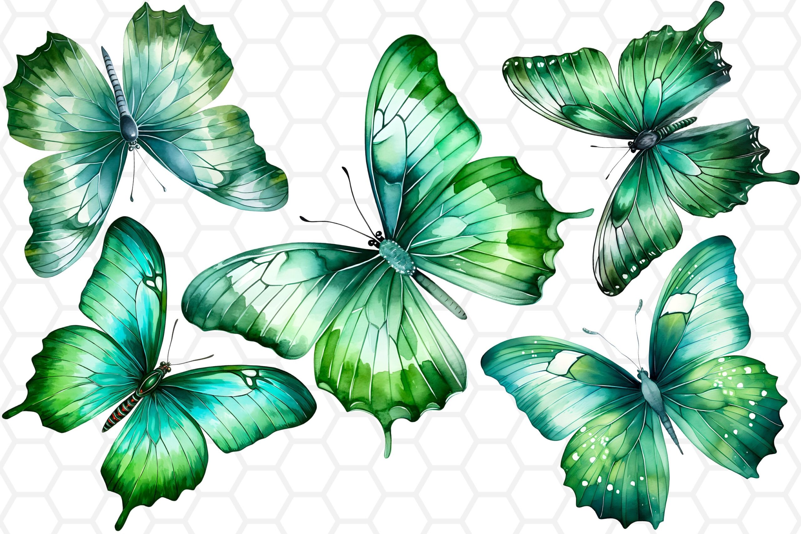 Free Printable Mint Green Butterflies Template