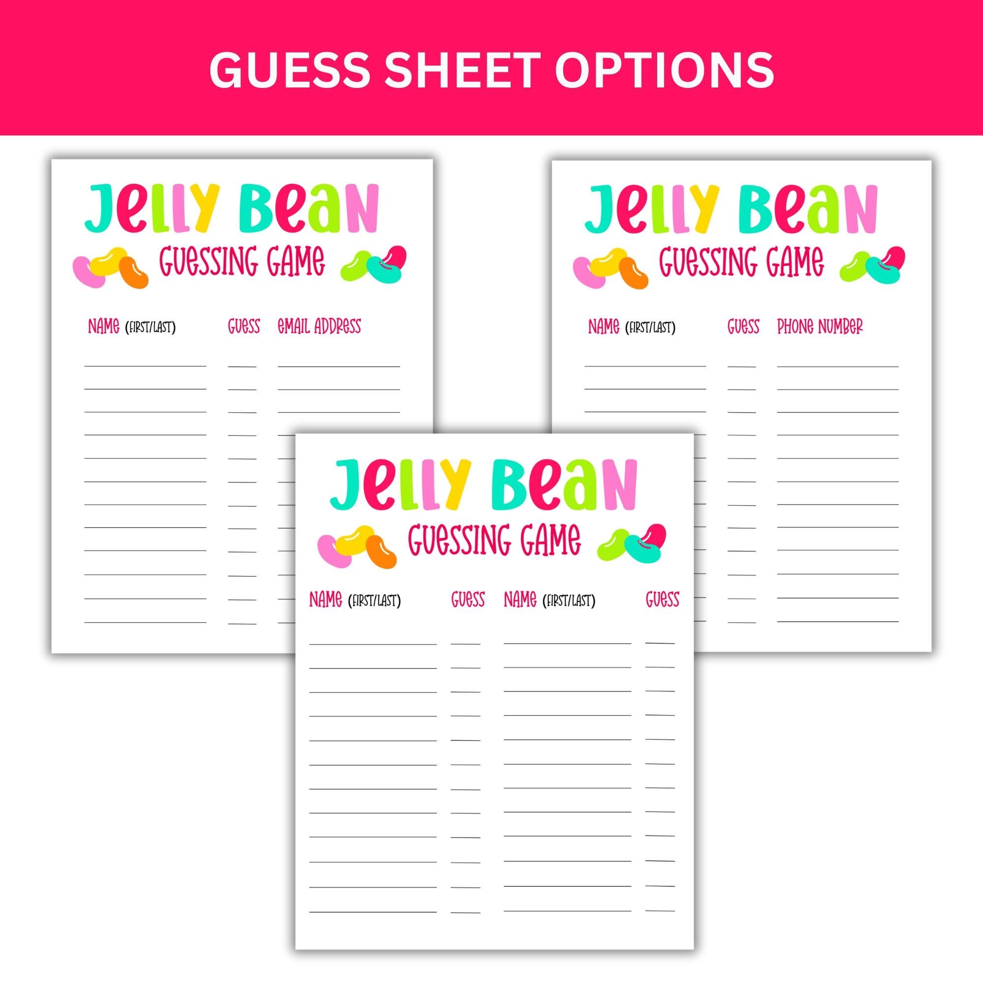 Guess How Many Jelly Beans Printable Game Jelly Bean Guessing 