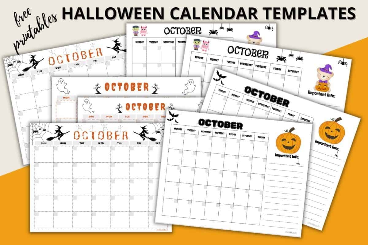 Halloween Calendar Template FREE Month Of October Printable Halloween Calendar Template FREE Month Of October Printable