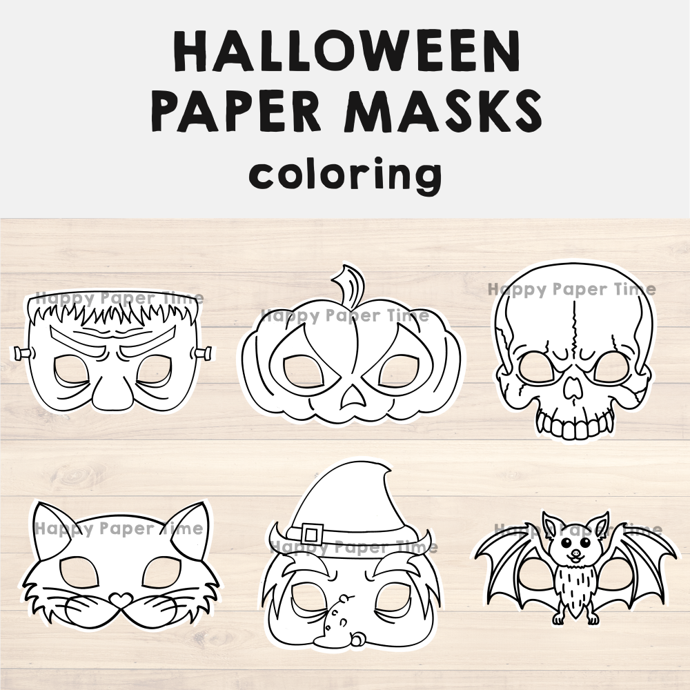 Halloween Paper Masks Printable Coloring Craft Activity Costume Template