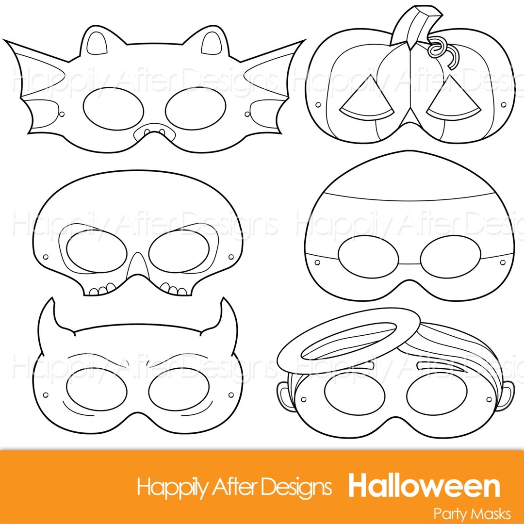 Halloween Printable Coloring Masks Halloween Costume Halloween Printable Bat Mask Candy Corn Angel Skeleton Devil Jackolantern Cute Etsy