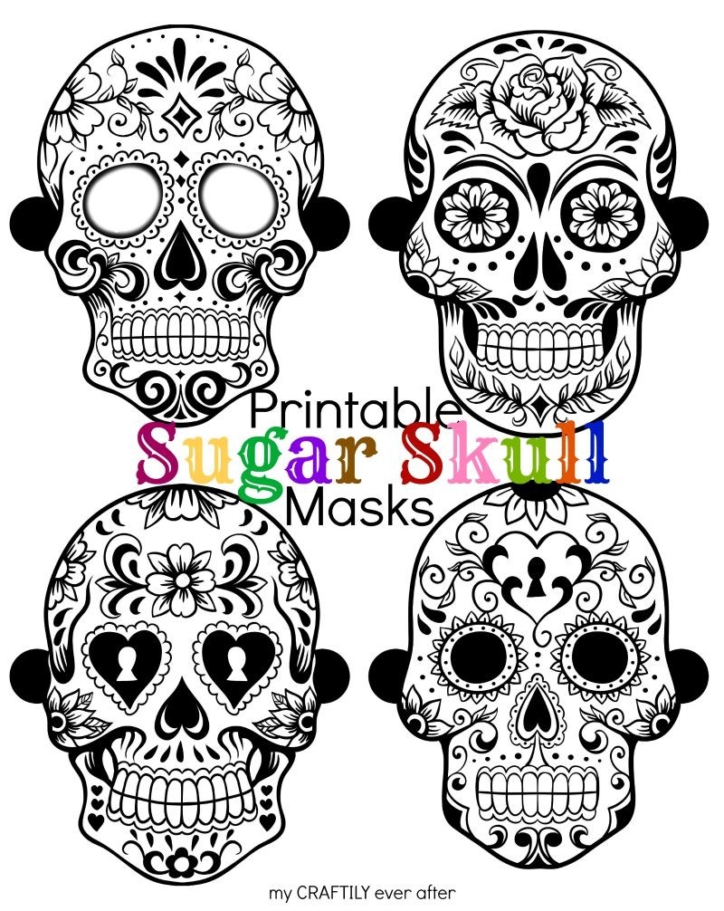 Halloween Printable Sugar Skull Masks See Vanessa Craft