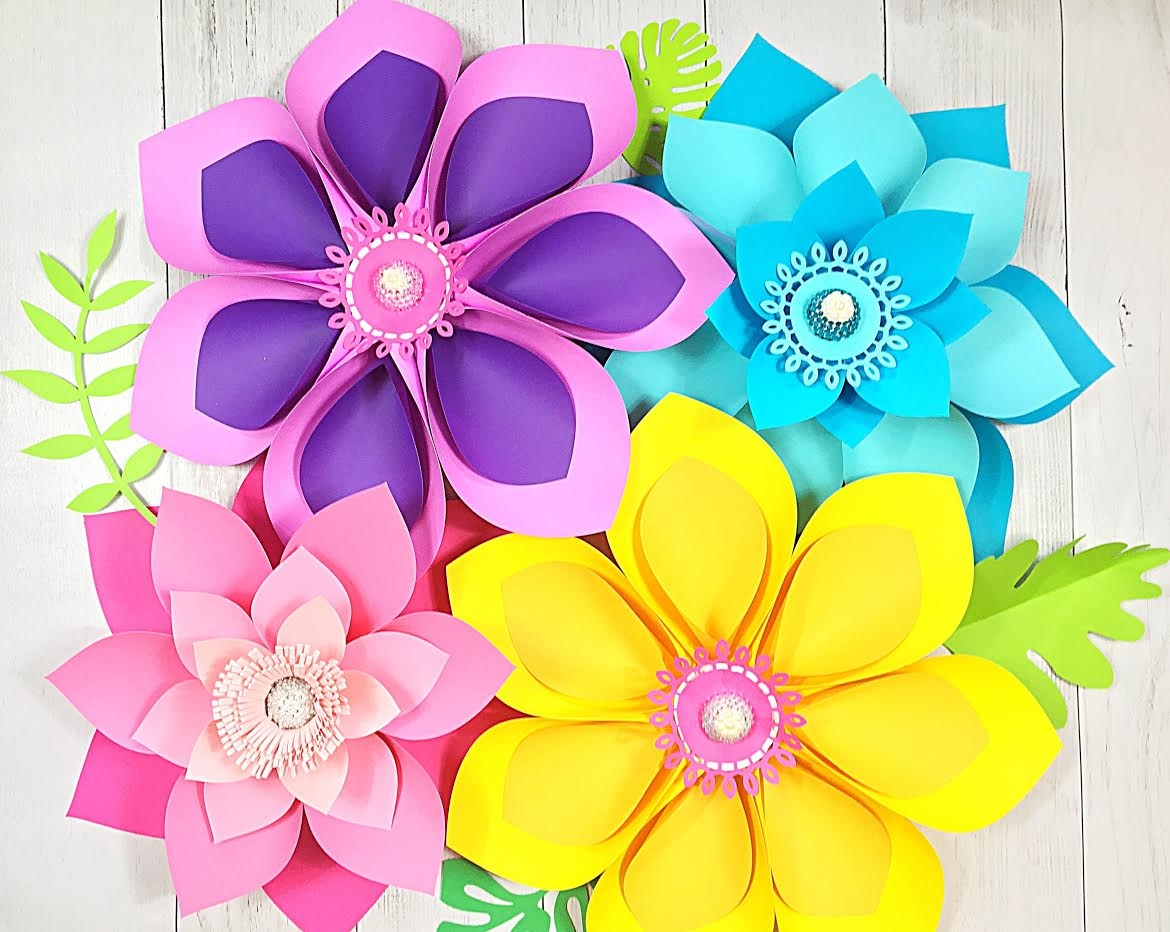 Hawaiian Paper Flowers DIY Tropical Paper Flowers Party Decor