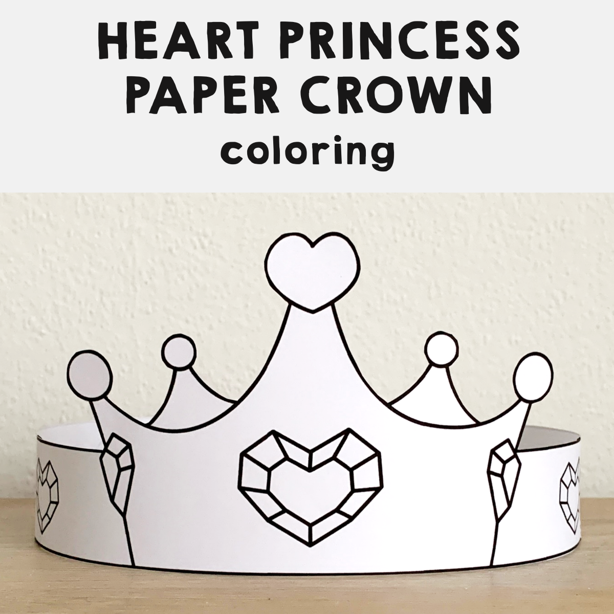 Heart Princess Paper Crown Printable Coloring Valentine Craft Heart Princess Paper Crown Printable Coloring Valentine Craft