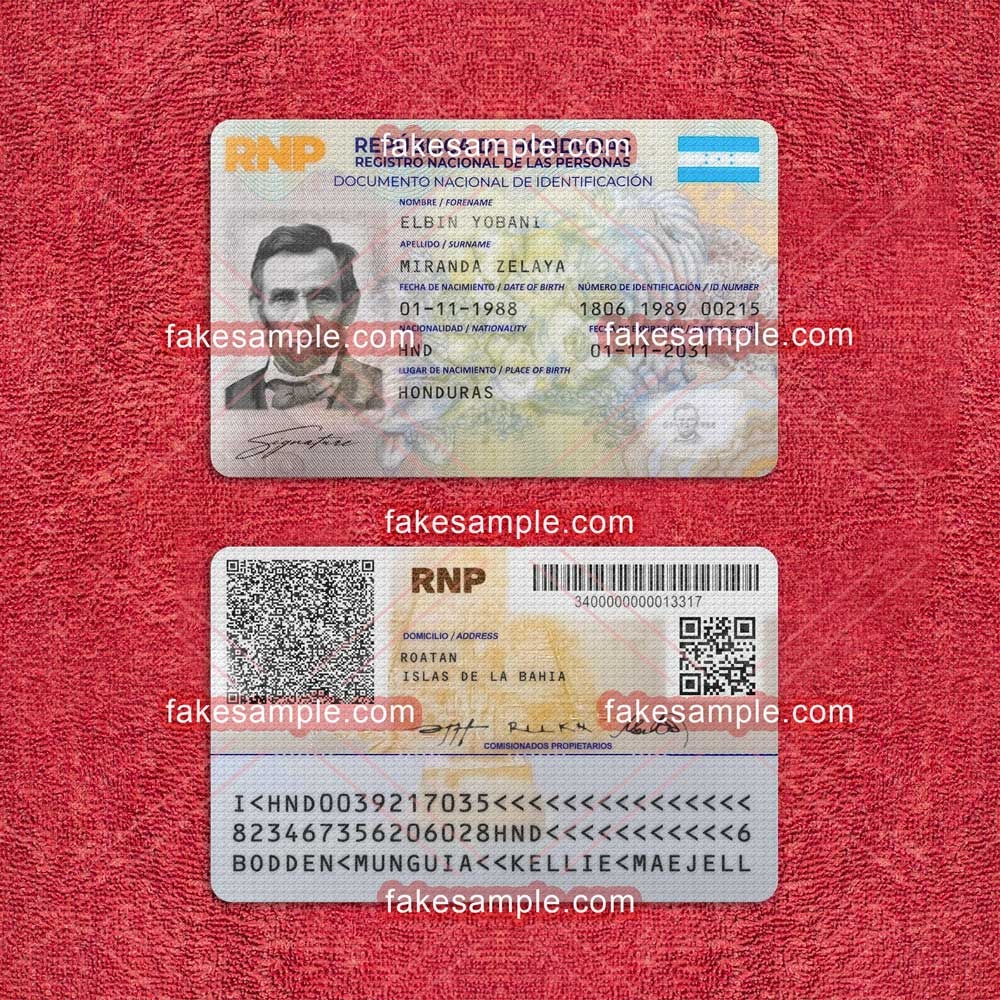 Honduras National ID Card Fake Template Download Fake Fakesample Honduras National ID Card Fake Template Download Fake Fakesample