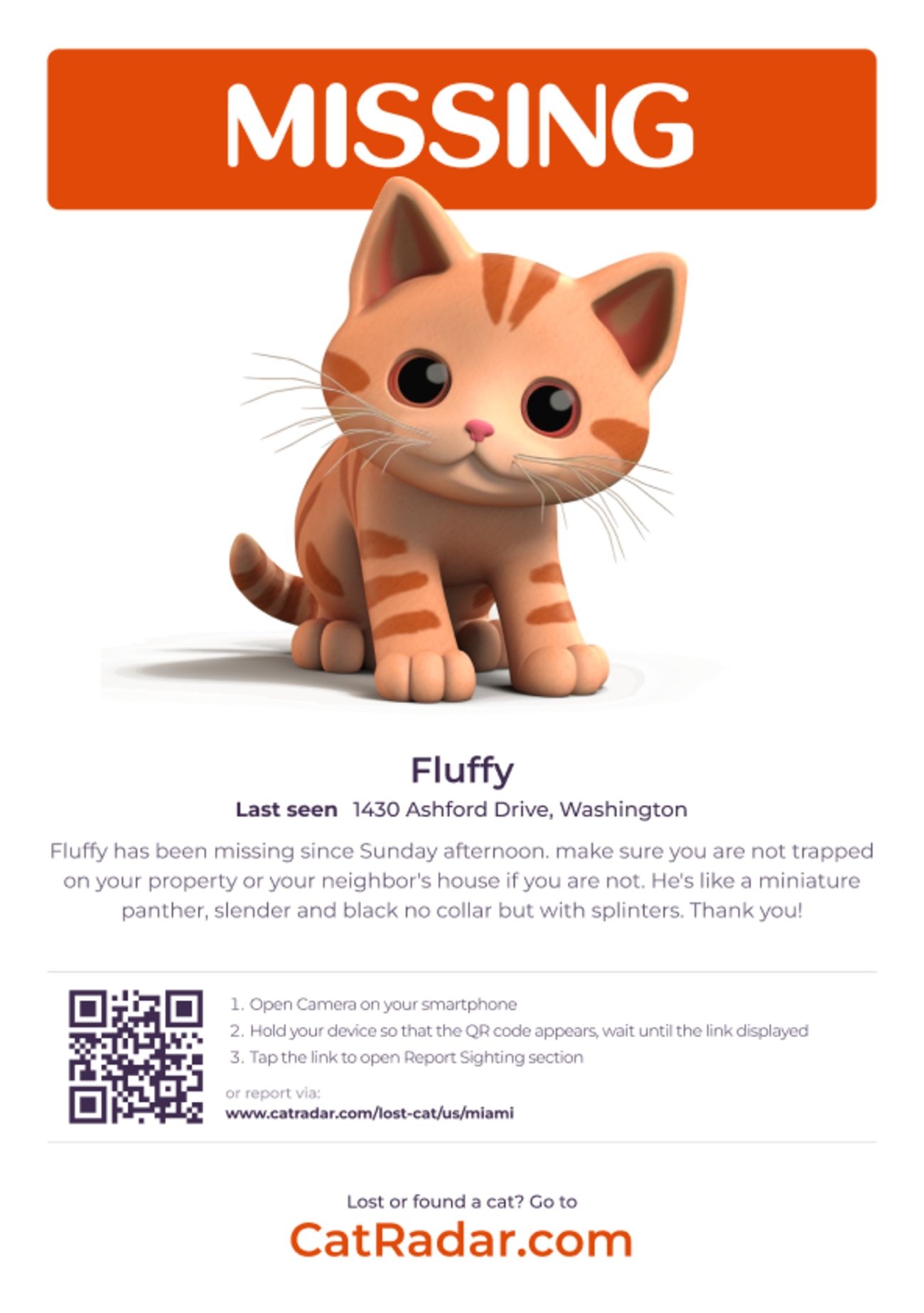 Free Printable Missing Cat Poster Template Free Printable Missing Cat Poster Template
