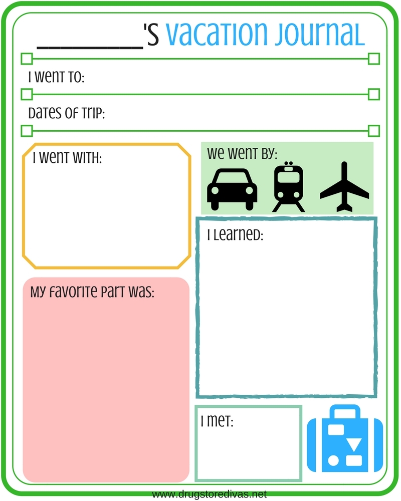 How To Put Together A Kids Vacation Journal plus A Free Printable Worksheets Library