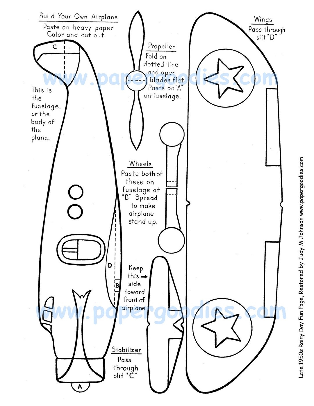 INSTANT PRINTABLE Download 2 Airplanes To Color cut fly Paper Toy Paper Airplane Fun For Kids Collectible Papercraft Party Fun Etsy