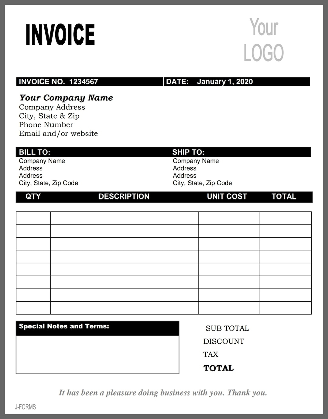 Free Printable Invoice Template Ireland