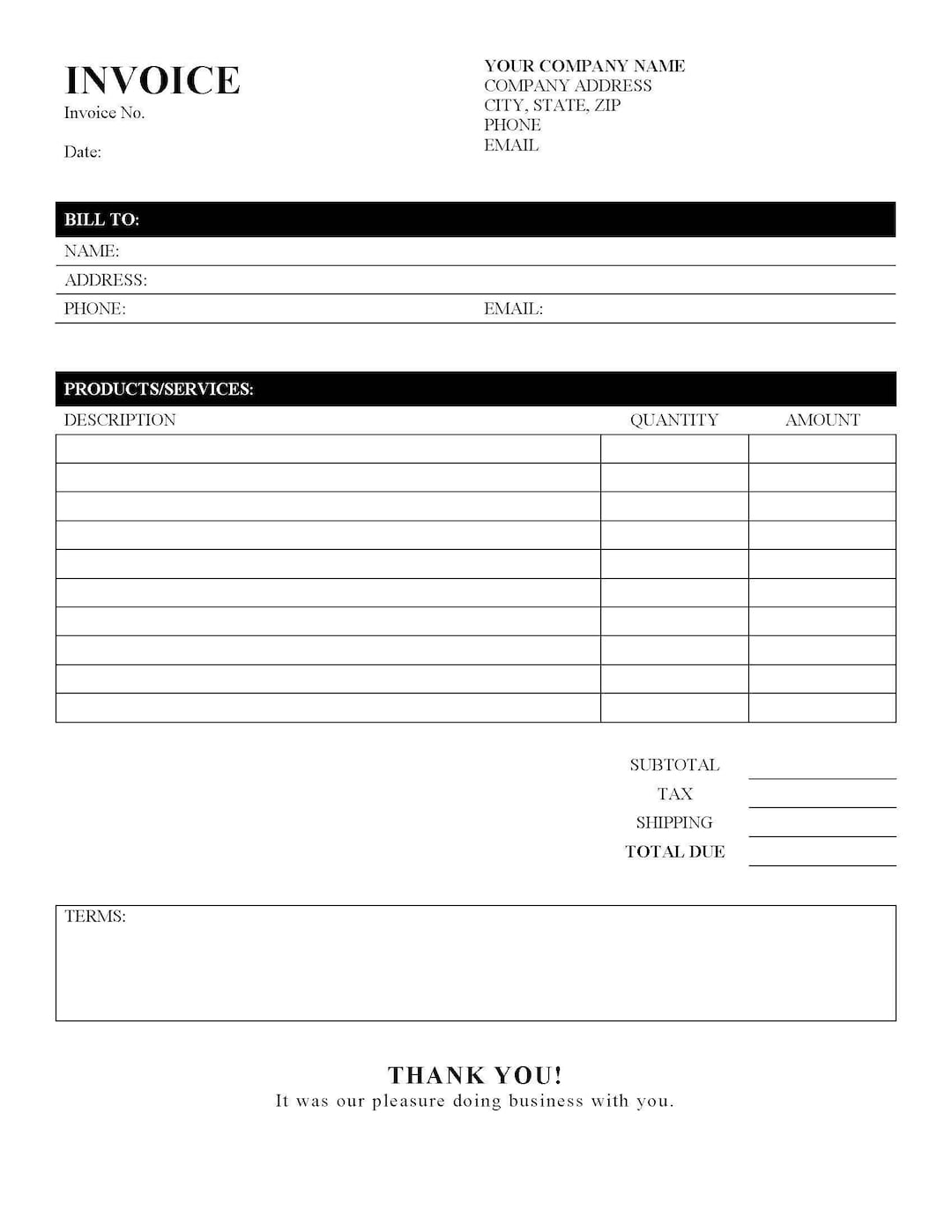 Free Printable Invoice Template Australia
