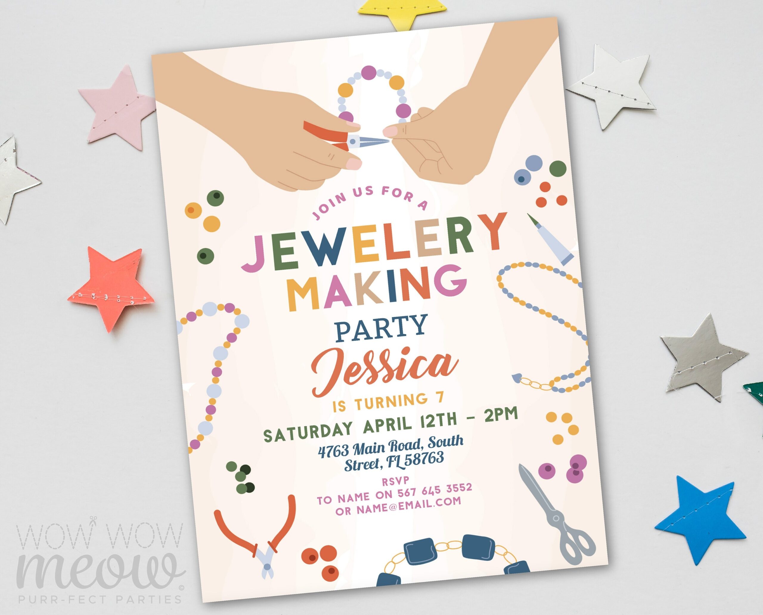 Jewellery Invitation Birthday Beading Crafts Invite Beads Digital DOWNLOAD Beads Personalize Editable Printable Template WCBK527 Etsy