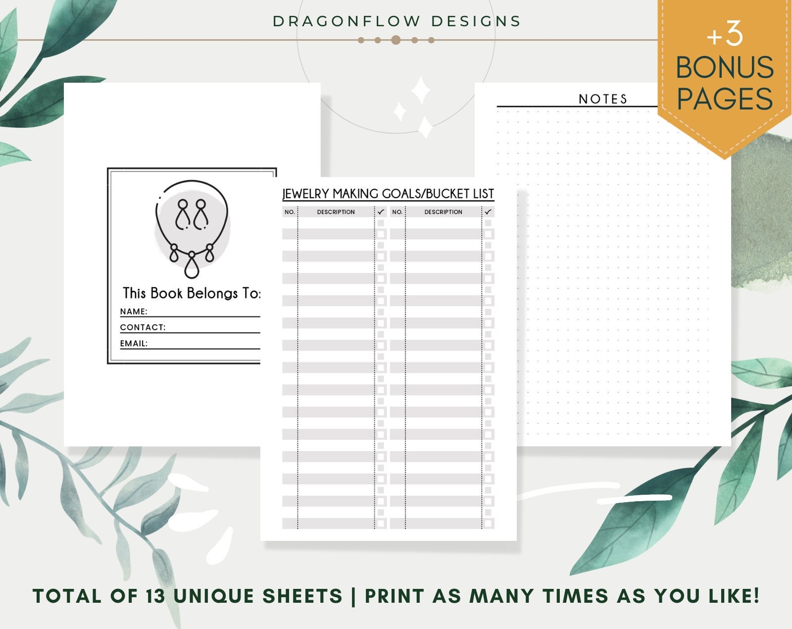 Jewelry Making Log PDF Printable Download Jewellery Project Journal Template W Supply List U0026 Order Tracker For Jewelers And Handcrafters Etsy
