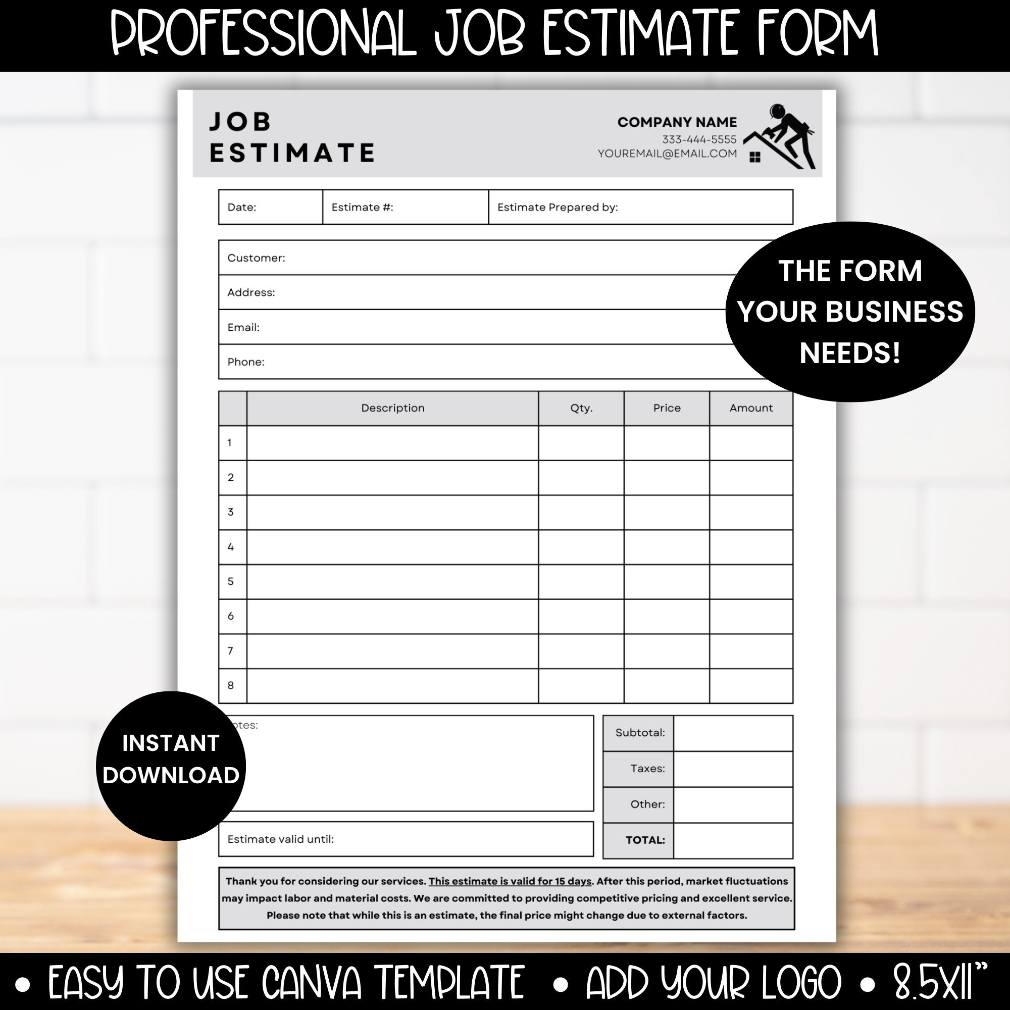 Job Proposal Template Job Estimate Editable Canva Template Job Job Proposal Template Job Estimate Editable Canva Template Job