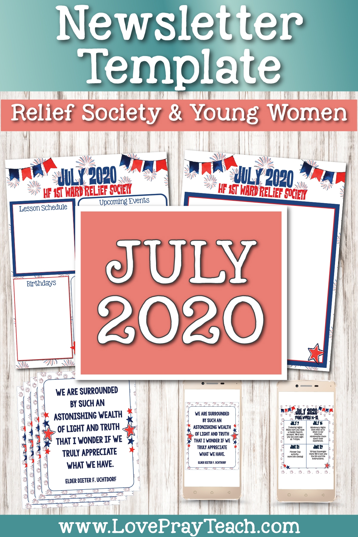 July 2020 Editable Newsletter Bundle For Relief Society Or Young Women